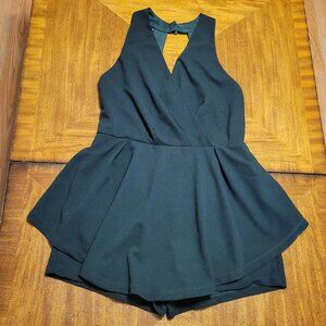 Purple Snow Forest Green Open Back Romper